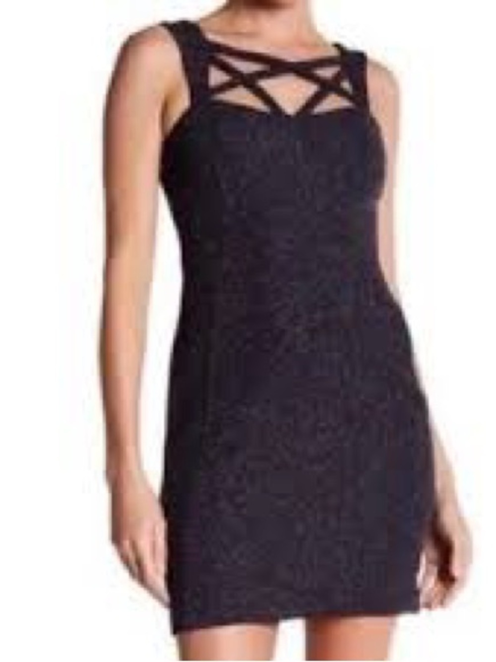 Eliza J Pewter Mini Dress with Strappy Square Neck
